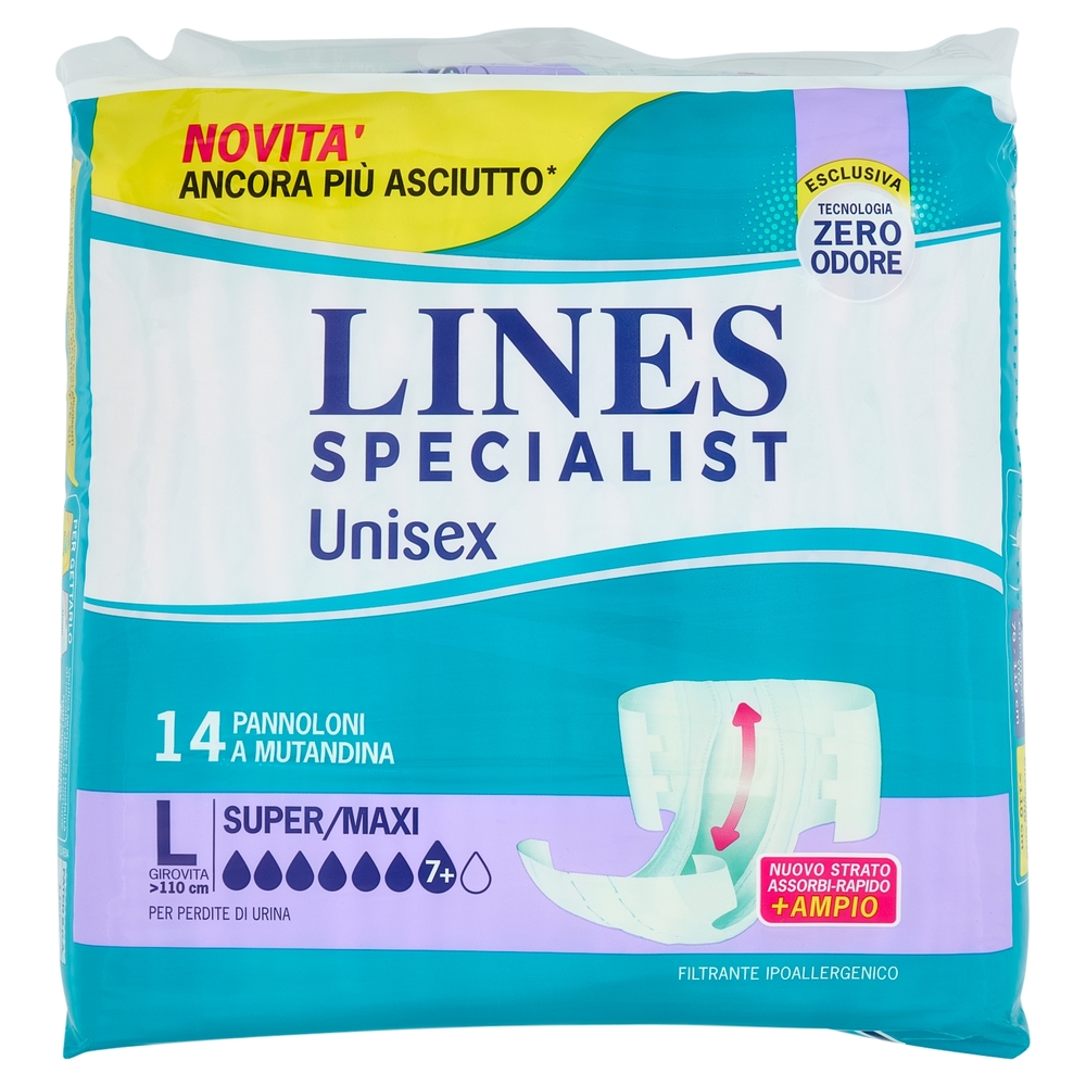 Lines Specialist Unisex Pannoloni a Mutandina L Super/Maxi 14 pz